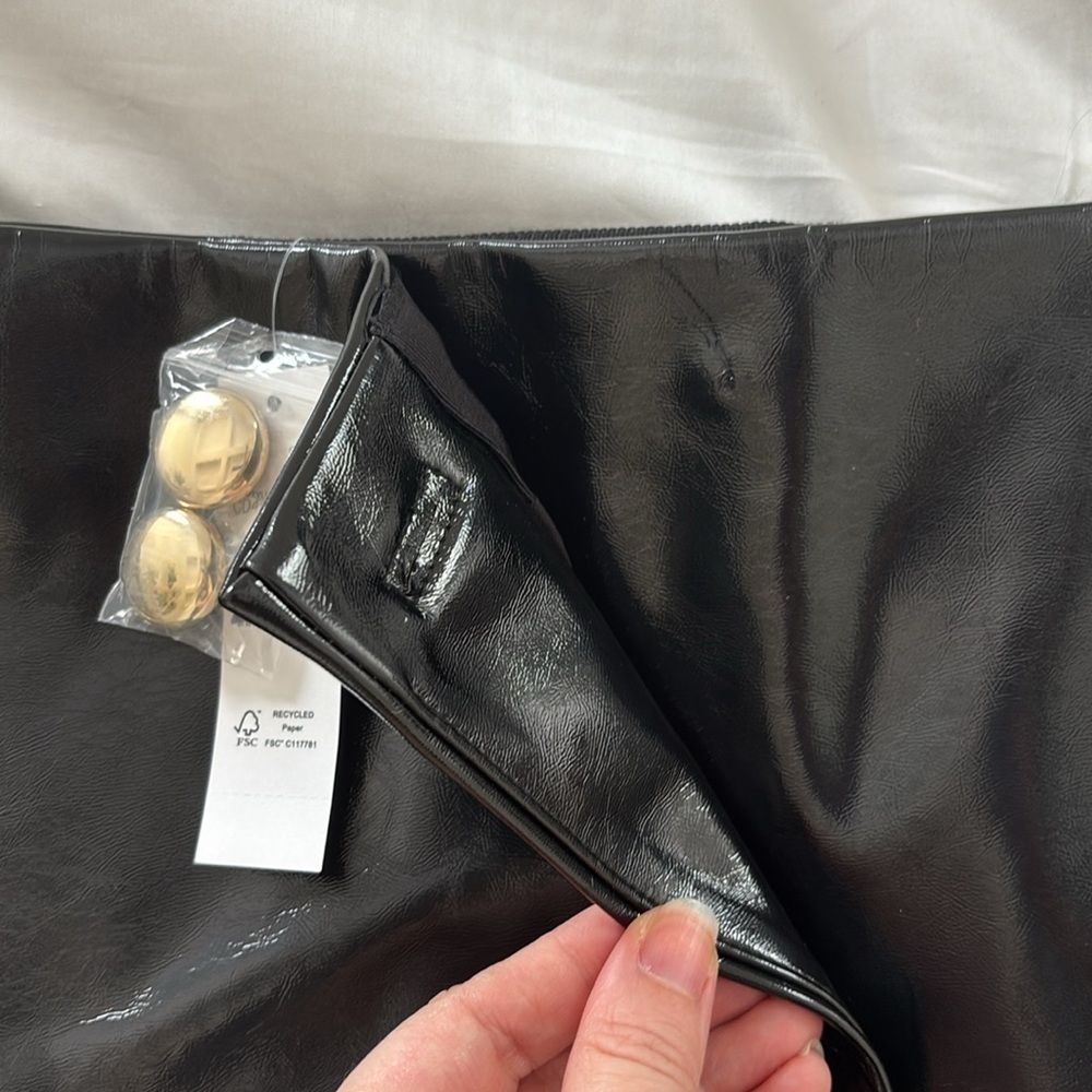 NWT J. Crew Collection black faux patent leather mini skirt size 4 - Picture 4 of 12